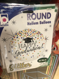 Folie ballon Happy graduation geleverd met helium kan alleen in Berkel en Rodenrijs , Bergschenhoek Bleiswijk of Pijnacker geleverd worden of bij de winkel opgehaald worden
