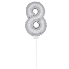 Folie Cijffer Ballon 8 "36" cm Zilver zonder helium