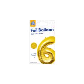 Folie Cijffer Ballon 6 "36" cm Goud zonder helium