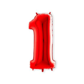 Cijffer 1 Rood 100 cm wordt geleverd zonder helium