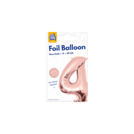 Folie Cijffer Ballon 4  40 cm Rosé zonder helium