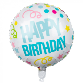 folie ballon Happy Birthday  wordt geleverd zonder helium