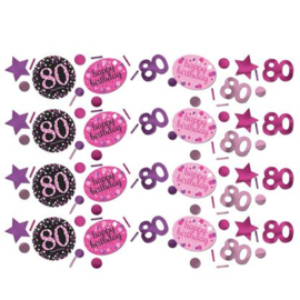 confetti 80 jaar Roze zwart paars