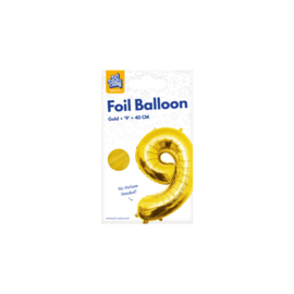 Folie Cijffer Ballon 9 "36" cm Goud zonder helium