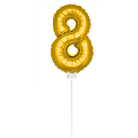Folie Cijffer Ballon 8 "36" cm Goud zonder helium
