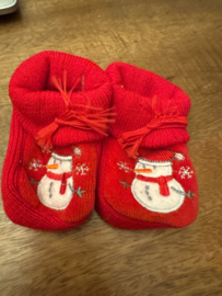 slofjes  rood sneeuwpop (0 tot 3 maanden)