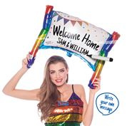 Shape welcome home folie ballon banner wordt geleverd zonder helium