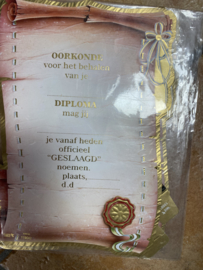 Oorkonde rosé geslaagd