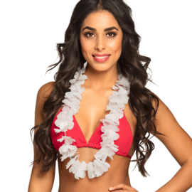 Hawaïkrans Ohana wit Hawaïkrans Ohana wit Een zomerse festival outfit, een hula outfit voor carnaval of een zonnige look voor een strandfeest is pas echt compleet met deze mooie Hawaiiaanse bloemenkrans in een frisse witte kleur.