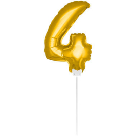 Folie Cijffer Ballon 4 "36" cm Goud zonder helium