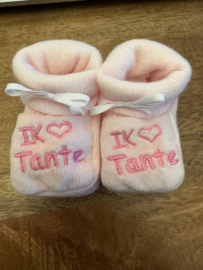 slofjes  Ik hartje Tante Roze (0 tot 3 maanden)