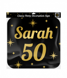 Classy Groot bord 50 jaar Sarah voor op het raam of voordeur