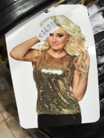 Dames Party Top Gold  glitter maat M