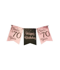 Party Flagbanner Rose Black 70  jaar 6 meter