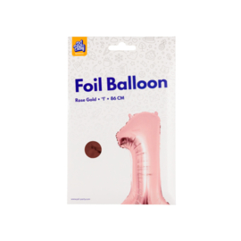 Folie ballon Rosé Cijfer 1 plus minus 86 cm wordt met helium geleverd kan alleen bezorgd worden in Berkel en Rodenrijs, Bergschenhoek, Bleiswijk, pijnacker  of in de winkel afgehaald worden