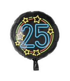 Folie ballon 25 jaar  neon 18 inch wordt geleverd met  helium kan alleen geleverd worden in Berkel en Rodenrijs Bergschenhoek Bleiswijk en Pijnacker of kunnen afgehaald wordt in de winkel