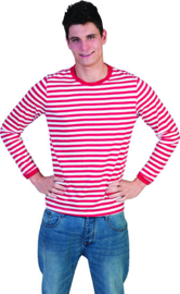 striped T-shirt Red/white maat M