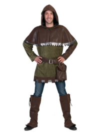Deep Forrest man Tunnic belt with purse, cape wit hood boot covers arm piece maat 48/50
