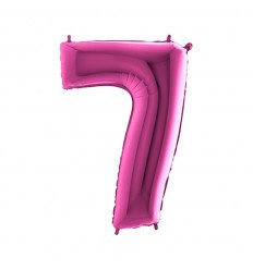 Folie ballon fuchsia 7 plus minus 102 cm wordt zonder helium geleverd