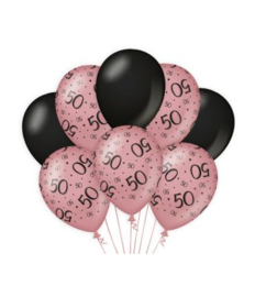 50 jaar Ballonnen 8 stuks Rose Black