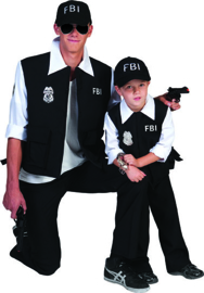 FBI Agent Man Shirt with vest pants cap maat 56/58