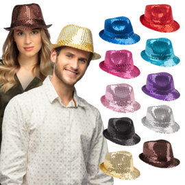 Hoed Popstars sequins Bruin