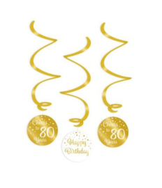 Swirl Decorations 3 stuks Gold White 80 jaar