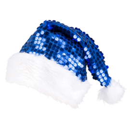 Kerstmuts glitter donker blauw
