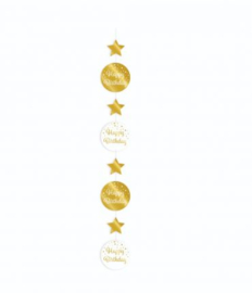 Hang Decoration Happy Birthday 1.20 m Gold White