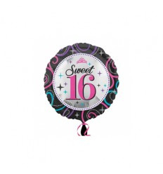 FOLIEBALLON SWEET 16 43CM geleverd zonder helium