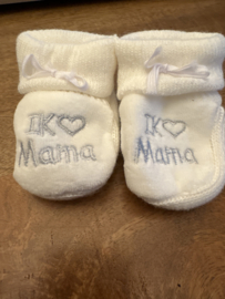 slofjes  Ik hartje Mama wit (0 tot 3 maanden)