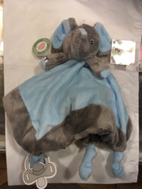 Knuffel olifant Blauw/Grijs met Fop bevestiging