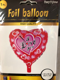 Folie ballon I love You  52x46 plus minus worden geleverd  met  helium kan alleen geleverd worden in Berkel en Rodenrijs Bergschenhoek Bleiswijk en Pijnacker of kunnen afgehaald wordt in de winkel