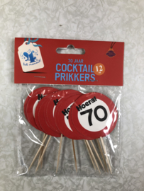 12 coctail prikkers 70 jaar