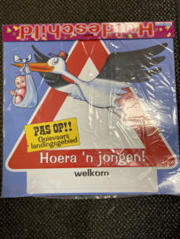 Hang Groot bord hoera een jongen Welkom