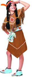 Indiaan Girl maat 128 dress, belt,with purse, shoe covers