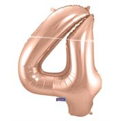 Cijffer 4  Rose Gold 34" wordt geleverd met helium  kan alleen bezorgd worden in Berkel en Rodenrijs, Bergschenhoek, Bleiswijk, pijnacker  of in de winkel afgehaald worden