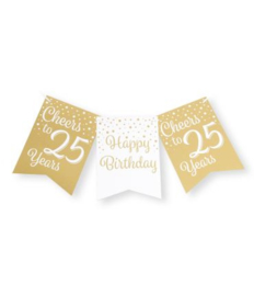 Party Flagbanner Gold White 25 jaar