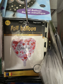 Folie ballon hart  i love You zonder helium geleverd  46 cm