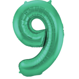Folie ballon Groen Cijfer 9 plus minus 86 cm wordt met helium kan alleen bezorgd worden in Berkel en Rodenrijs, Bergschenhoek, Bleiswijk, pijnacker of in de winkel afgehaald worden