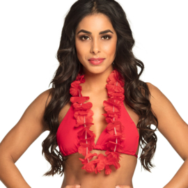 Hawaïkrans Ohana rood Hawaïkrans Ohana rood Een zomerse festival outfit, een hula outfit voor carnaval of een zonnige look voor een strandfeest is pas echt compleet met deze mooie Hawaiiaanse bloemenkrans in een frisse witte kleur.