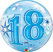 folie ballon bubbels 18 jaar blauw  22 inch wordt geleverd met  helium kan alleen geleverd worden in Berkel en Rodenrijs Bergschenhoek Bleiswijk en Pijnacker of kunnen afgehaald wordt in de winkel
