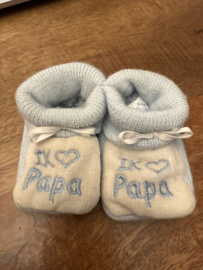 slofjes  Ik hartje Papa blauw/wit (0 tot 3 maanden)
