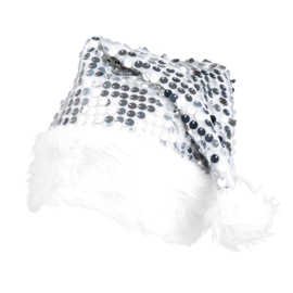 Kerstmuts glitter zilver