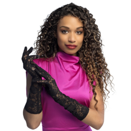 Kanten handschoenen Milan Pr. Kanten handschoenen elleboog Milan zwart