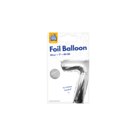 Folie Cijffer Ballon 7  40  cm Zilver zonder helium