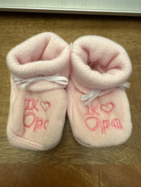 slofjes  Ik hartje Opa Roze(0 tot 3 maanden)