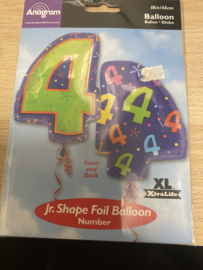 Folie ballon nummer 4  45 cm wordt geleverd zonder helium