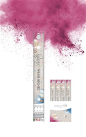 Powder shooter roze Baby balloons gender reveal (40cm) 450013 Confetti shooter, 40cm, gevuld met holi powder, rozE