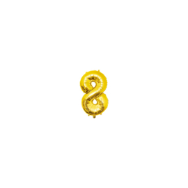 Folie Cijffer Ballon 8 "36" cm Goud zonder helium